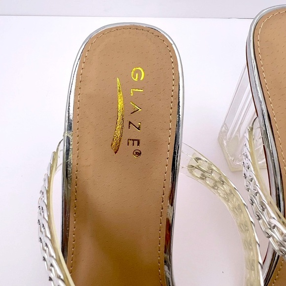 GLAZE SILVER CHAIN STRAPPY SANDALS, ALL MAN-MADE MATRIAL, WOMEN’S SIZE 10 - Picture 15 of 17